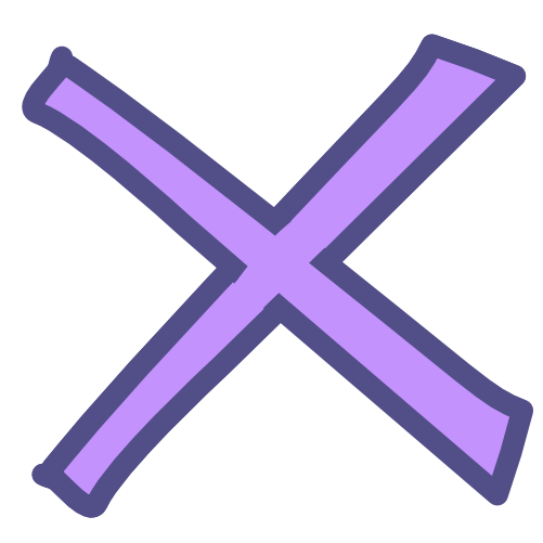 a purple X